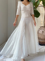 1940s Embroidered Organdy Dress - XXS