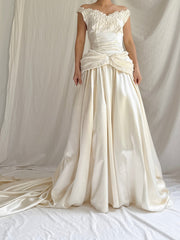 1940s Satin Ruche Dress - S