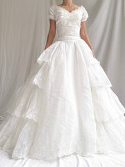 1950s Organdy Embroidered Gown - S/4/6