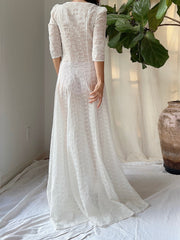 1940s Embroidered Organdy Dress - XXS