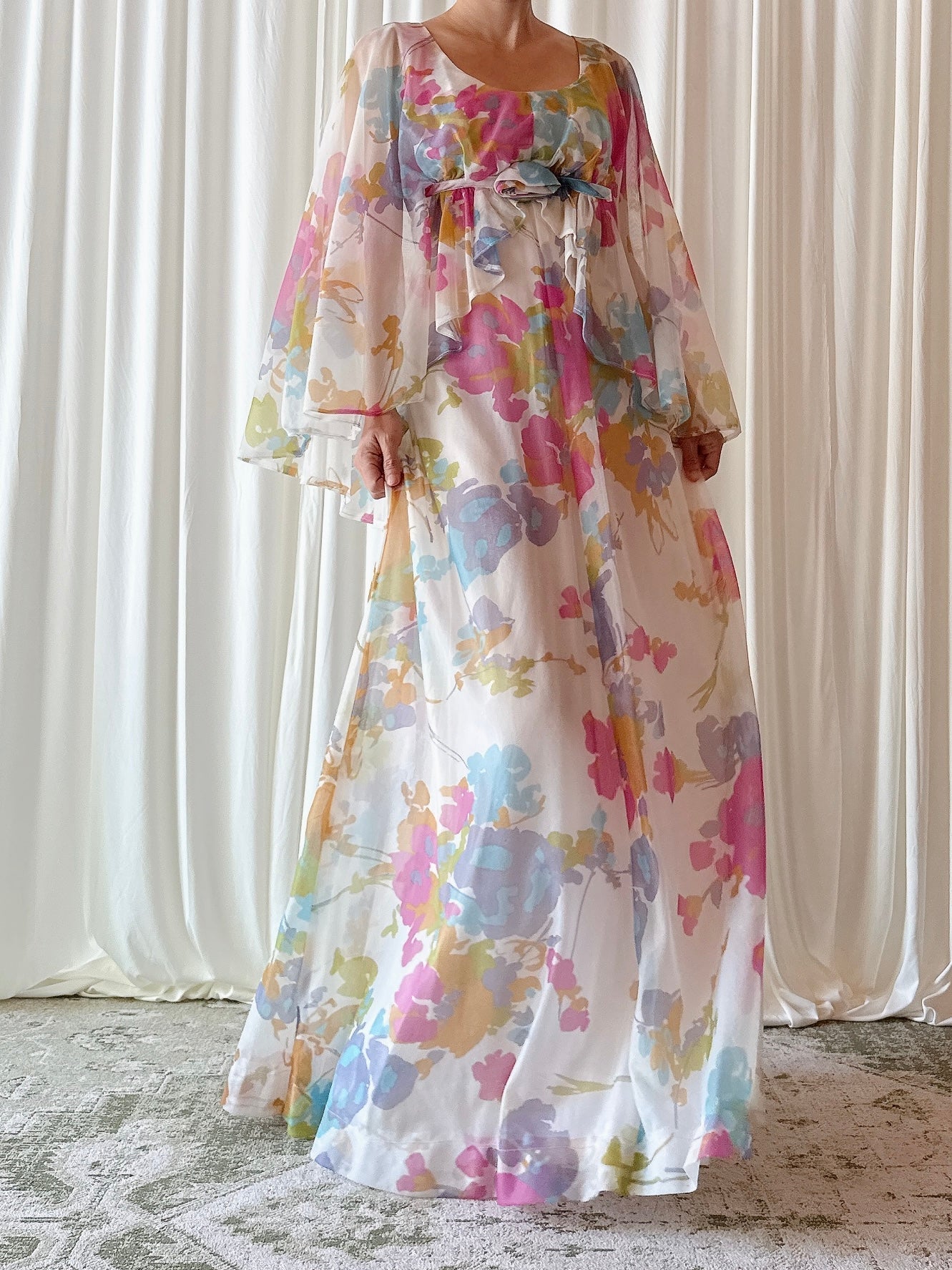 1960s Floral Tricot Dress - Size 34