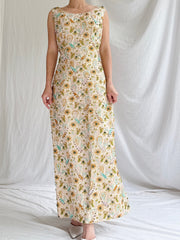 1960s Beaded Brocade Column Gown - M