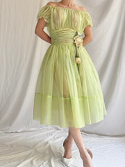 1950s Sheer Voile Dress - S