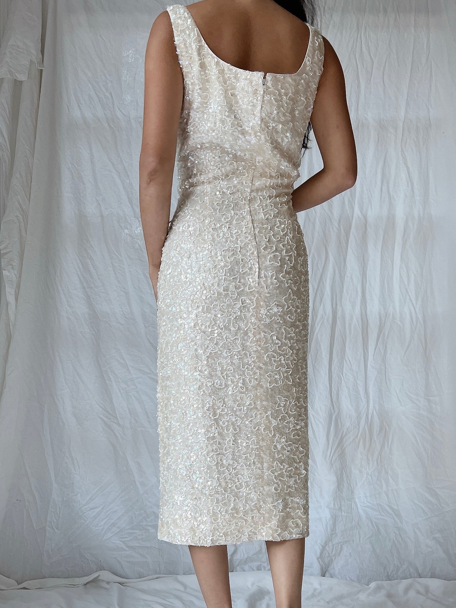 1950s Sequins Beaded Dress - M