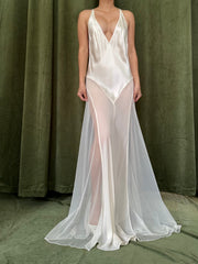 00 Silk Bias Gown with Sheer Panels - S