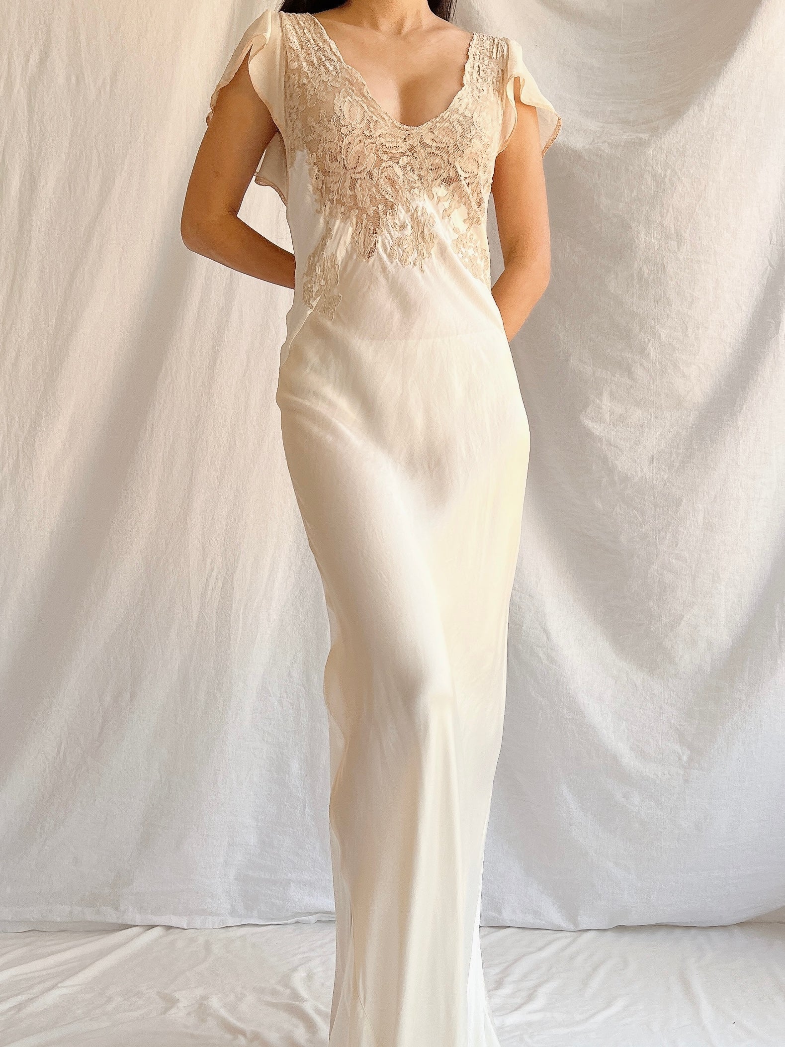1930s Silk Bias Cut Dress - M
