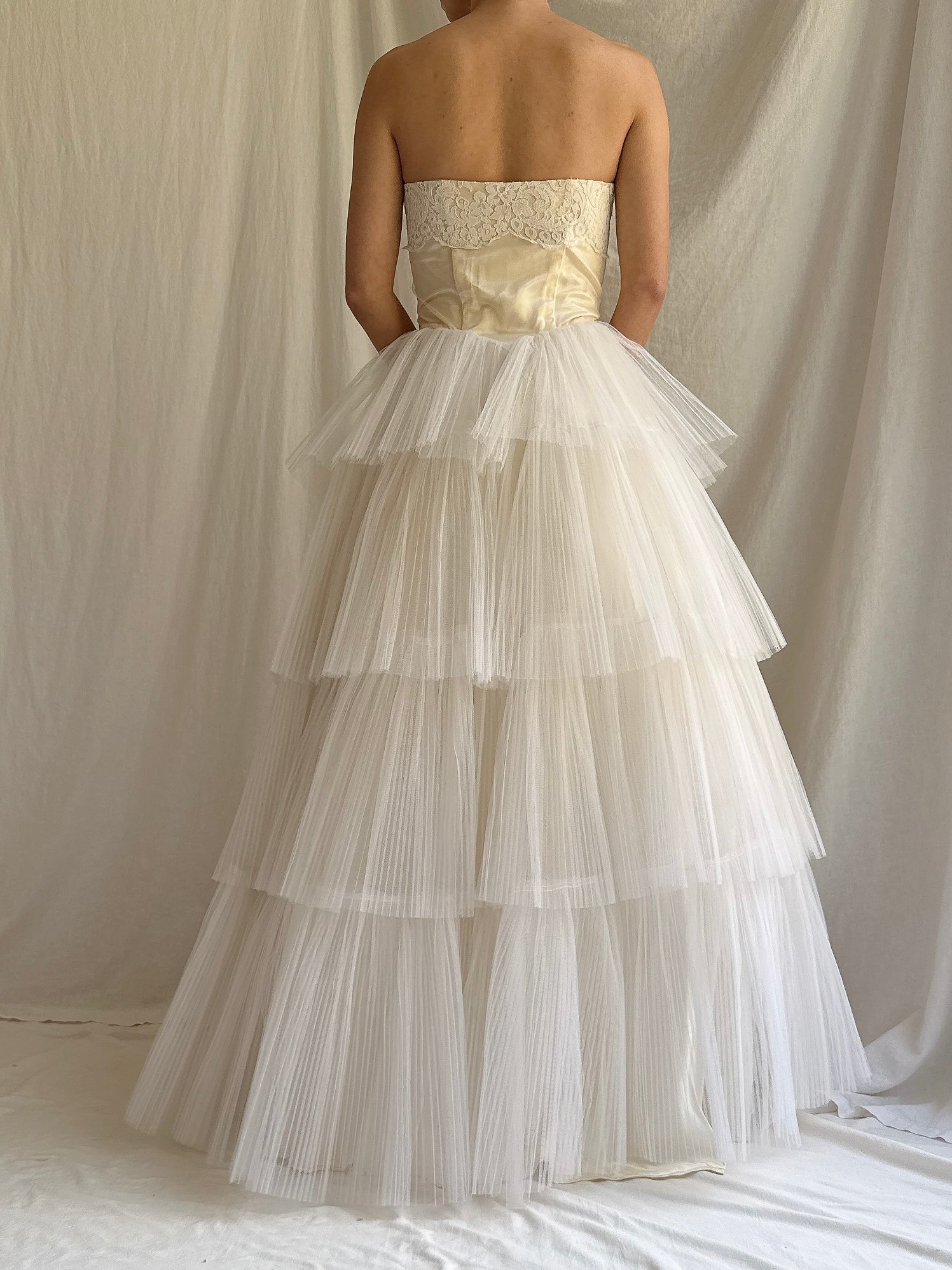 1950s Pleated Tulle Dress - XS