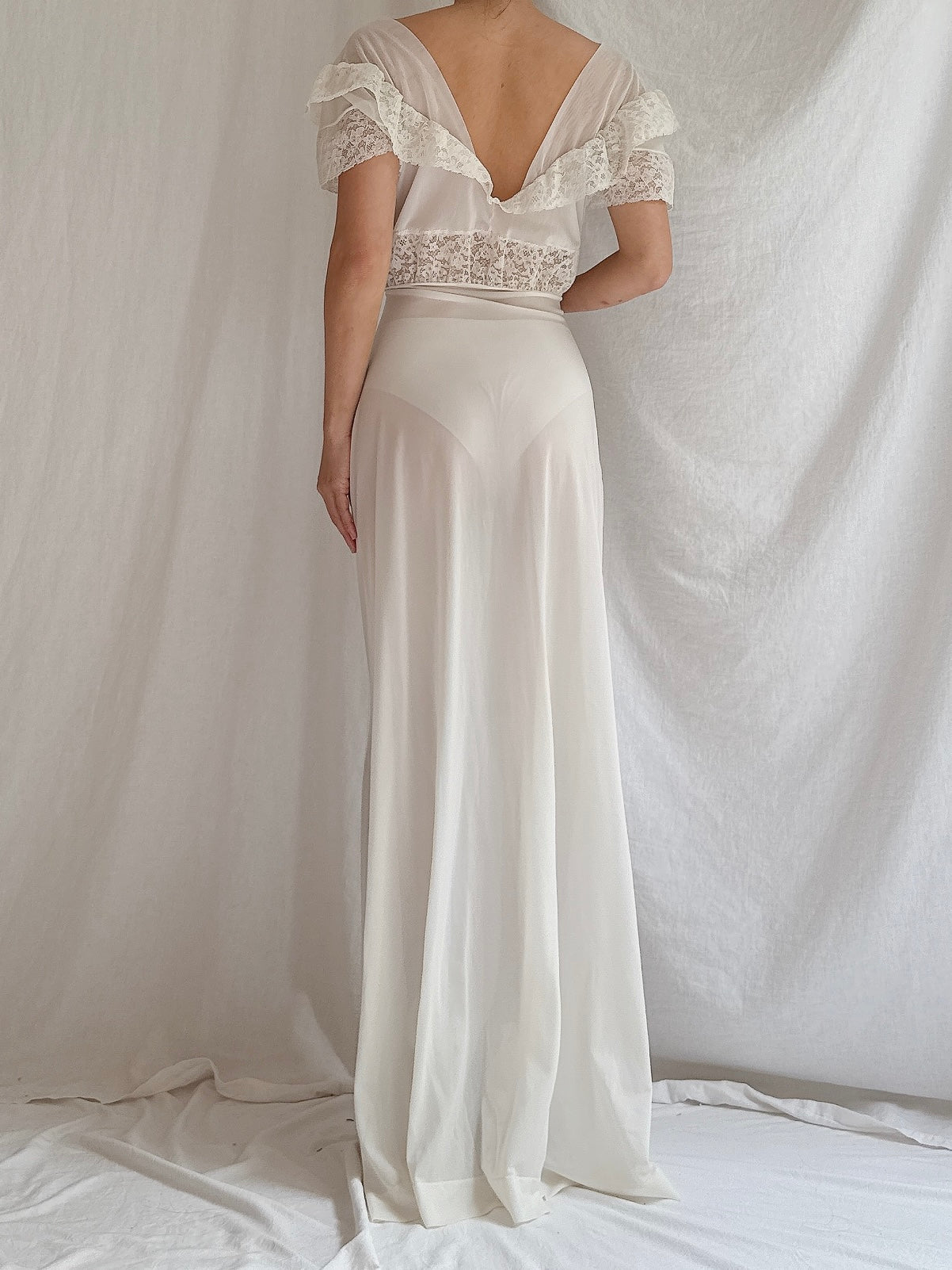1950s Nylon Sheer Slip Dress - S/M