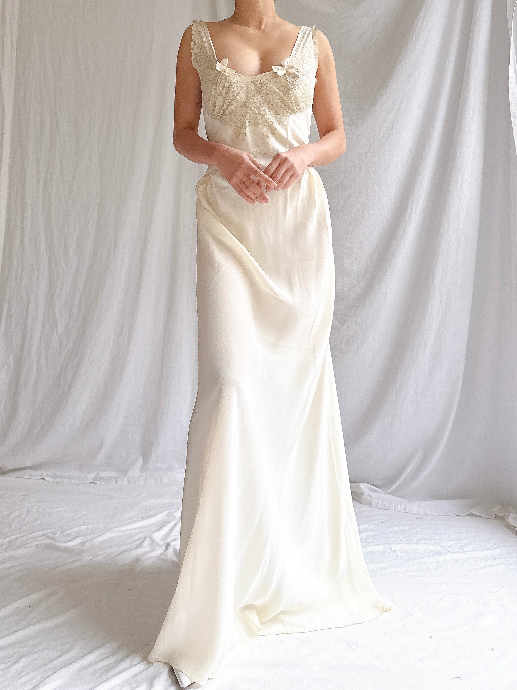 1930s Crepe Slip Dress - M