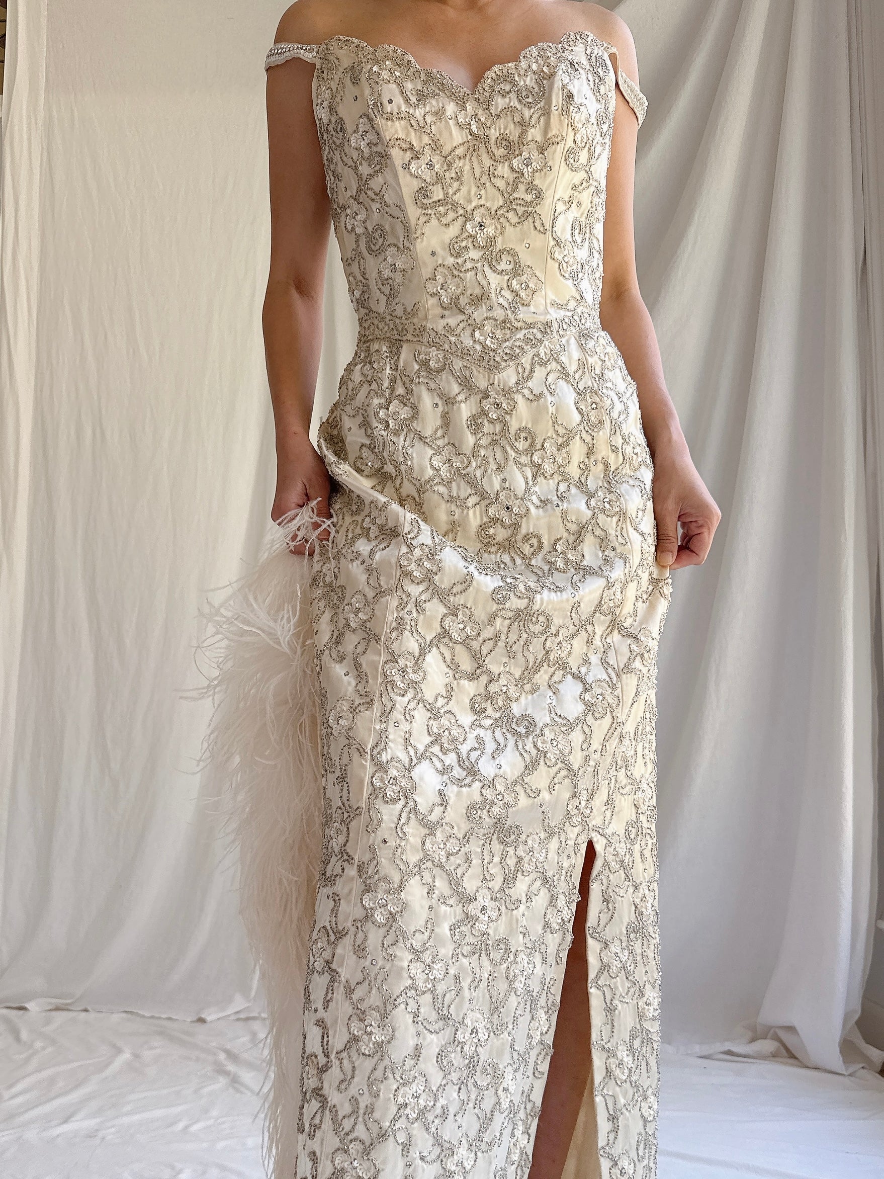 1960s Hand Beaded Gown - XS