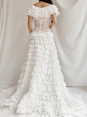 1930s Organdy Ruffle Gown - XS