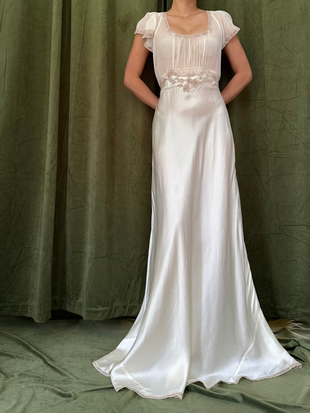 1930s Silk Chiffon/Charmeuse Gown - S