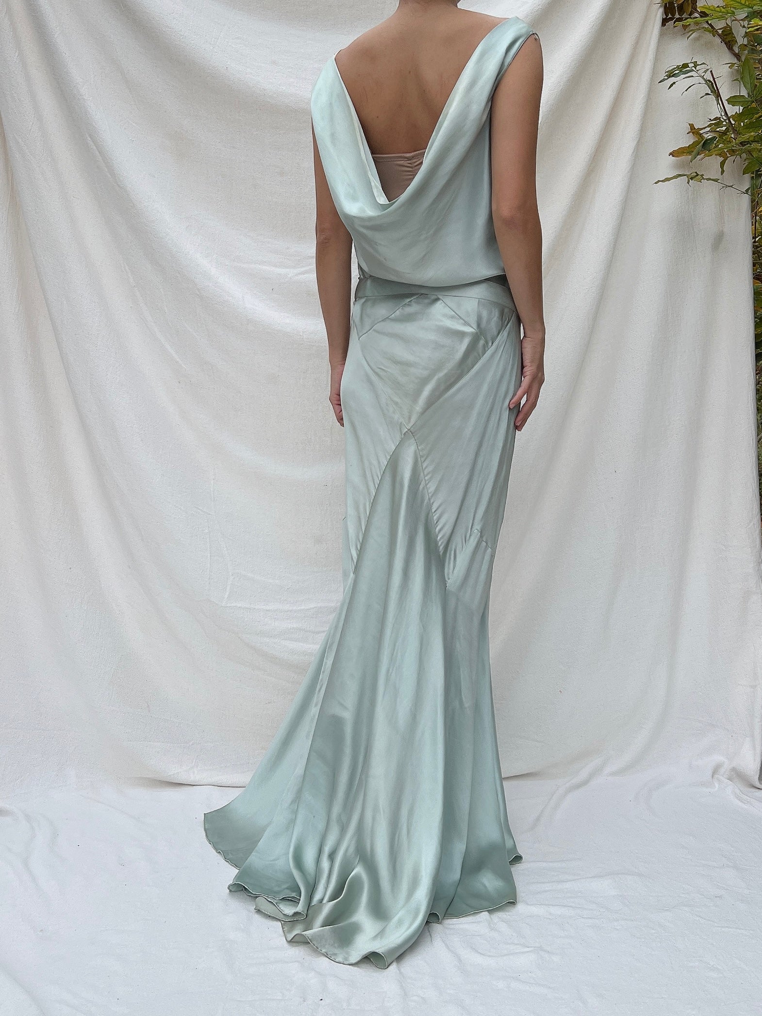 1930s Robins Blue Silk Gown - S