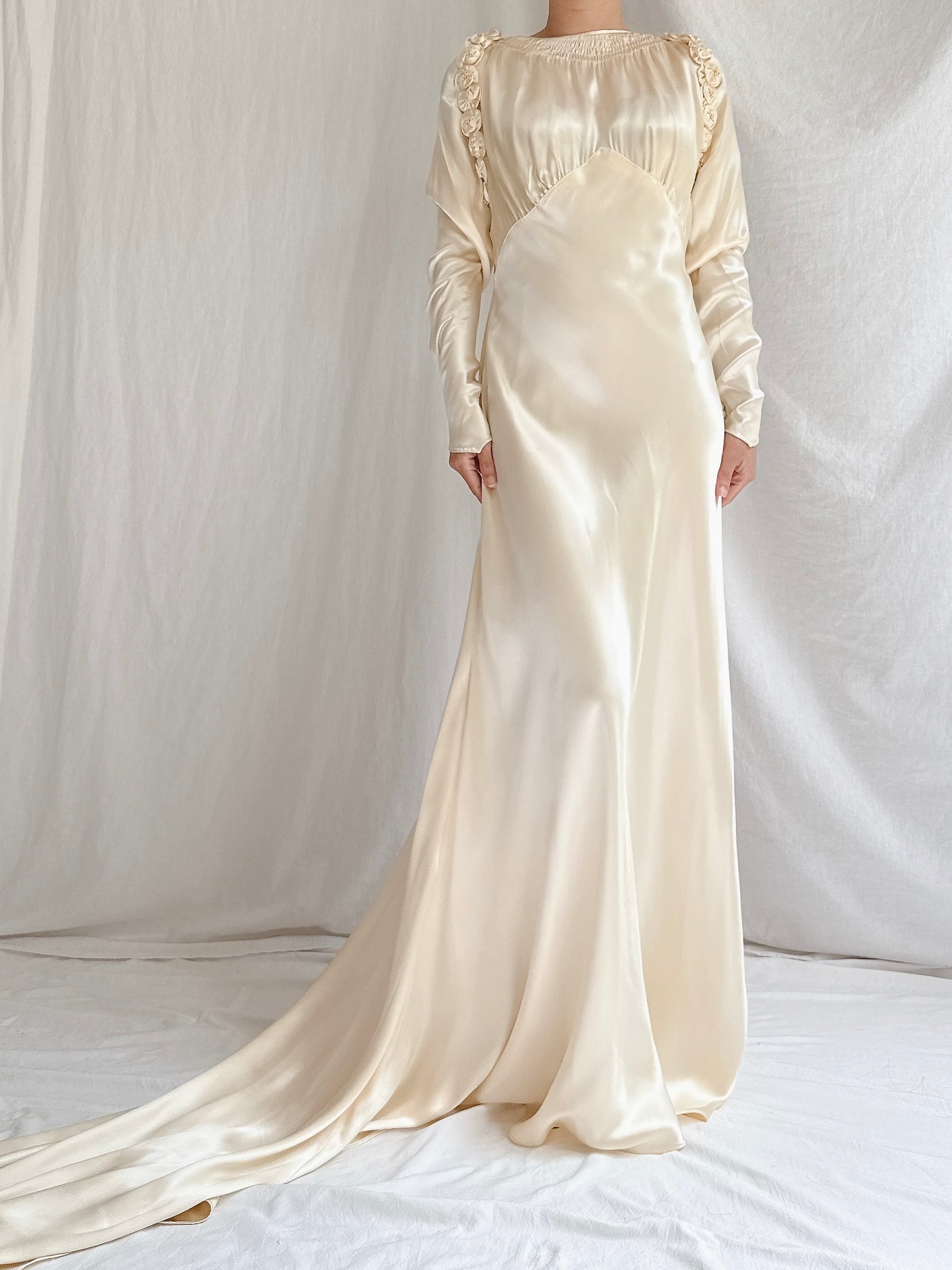 1930s Candlelight Satin Gown - S