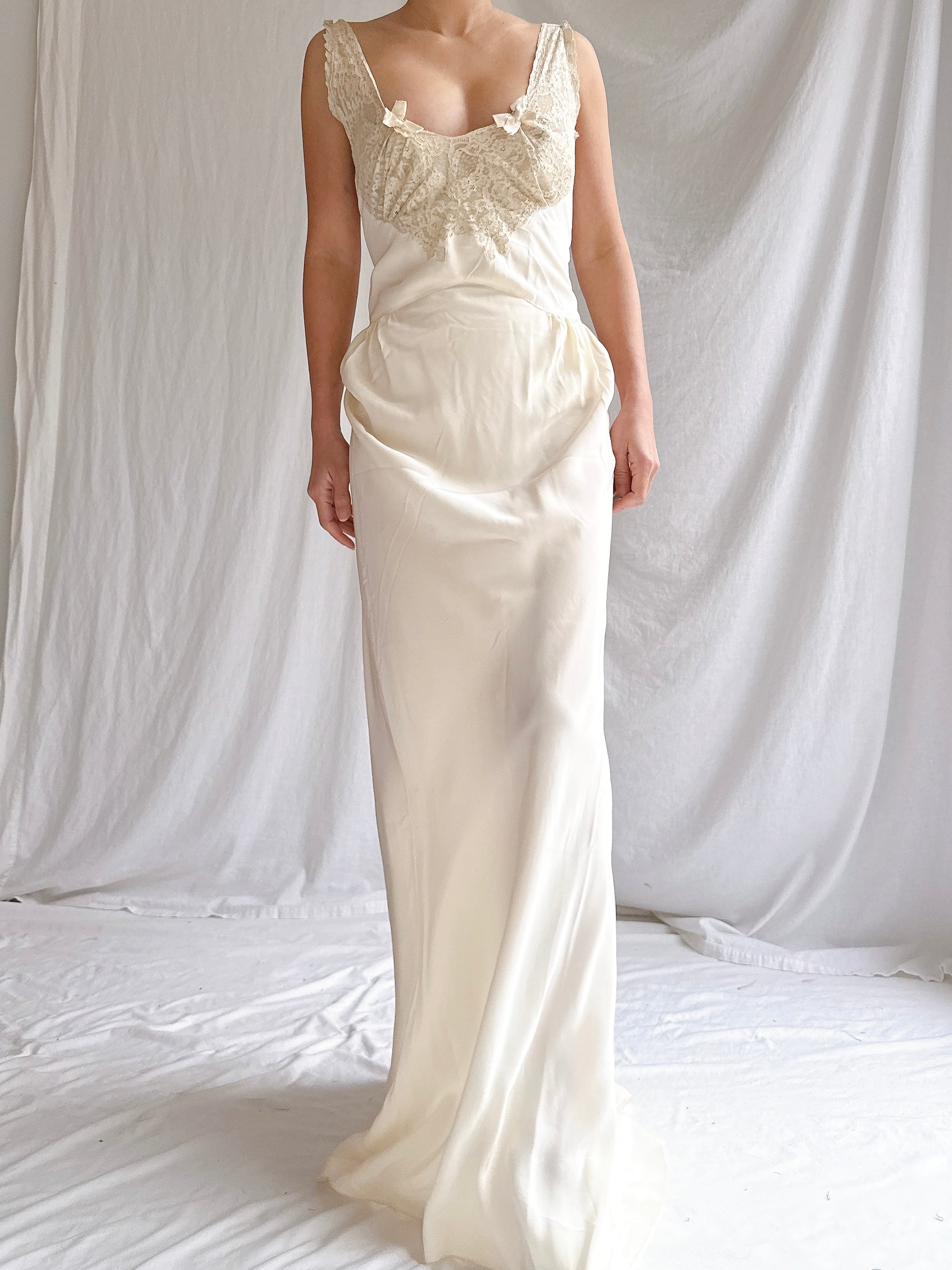 1930s Crepe Slip Dress - M