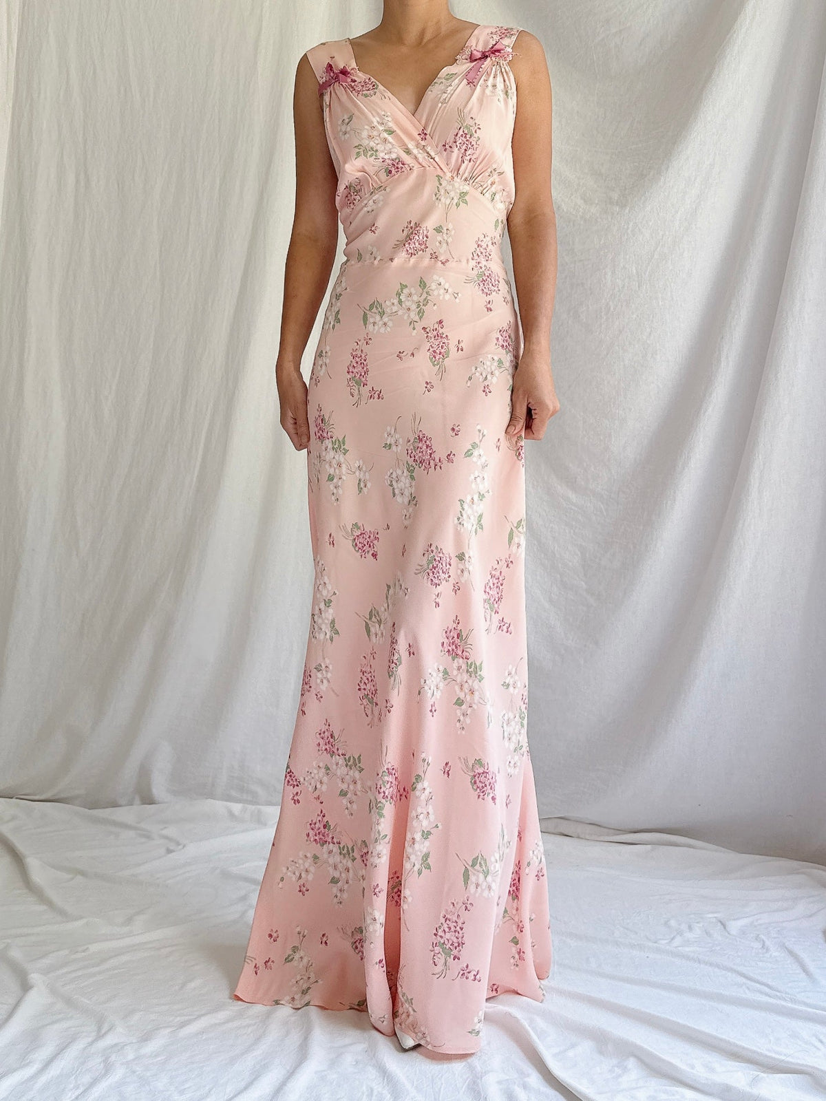 1930s Rayon Floral Dress - S/M