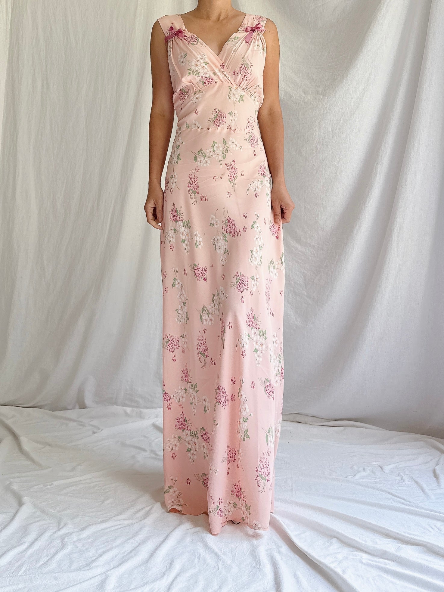 1930s Rayon Floral Dress - S/M