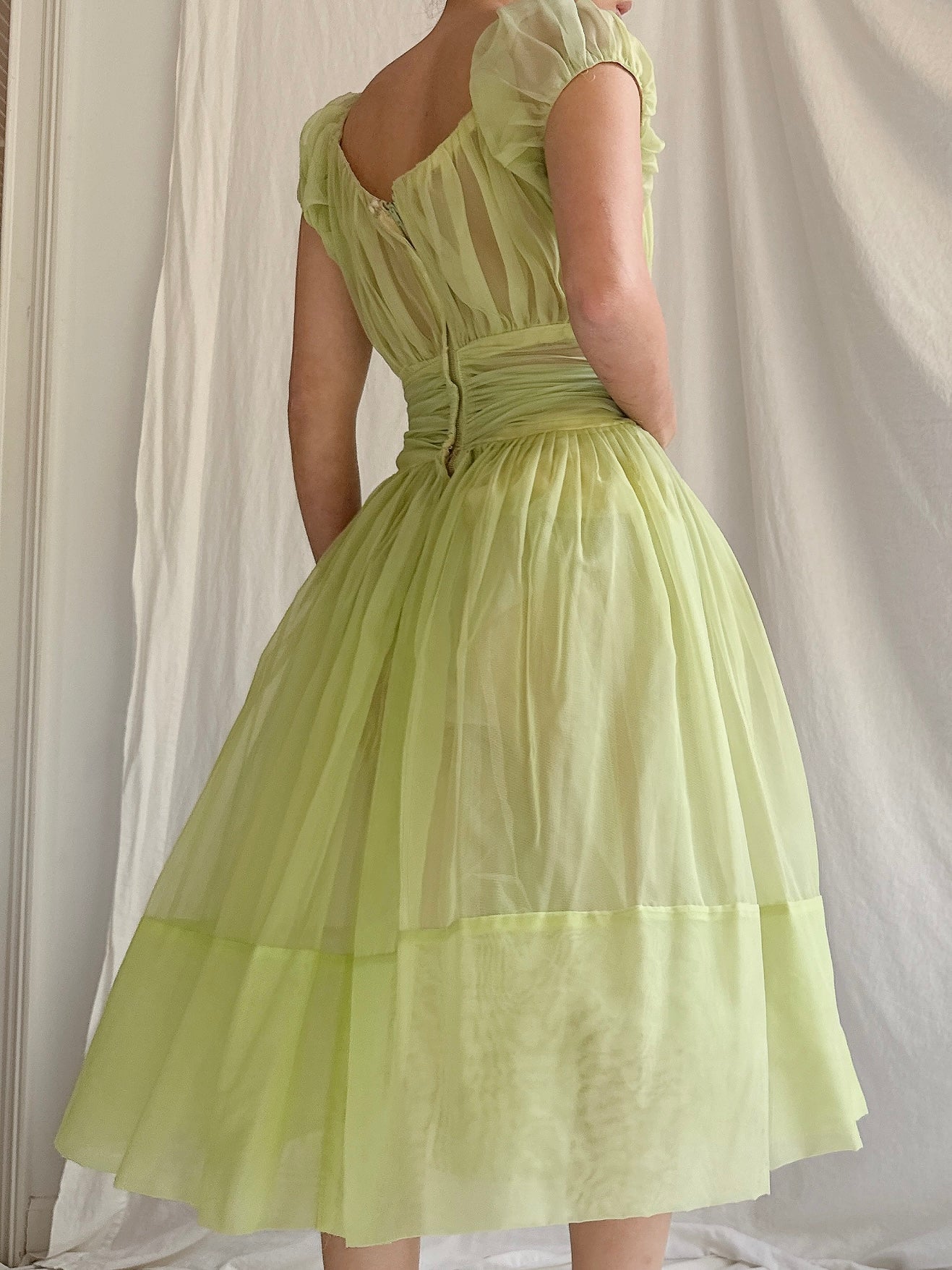 1950s Sheer Voile Dress - S