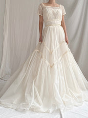 1950s Voile Pintucked Gown - S