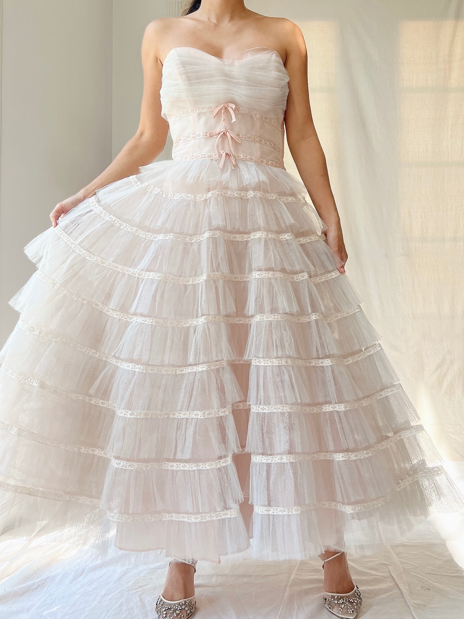 1950s Tulle Blush Dress - XS/S