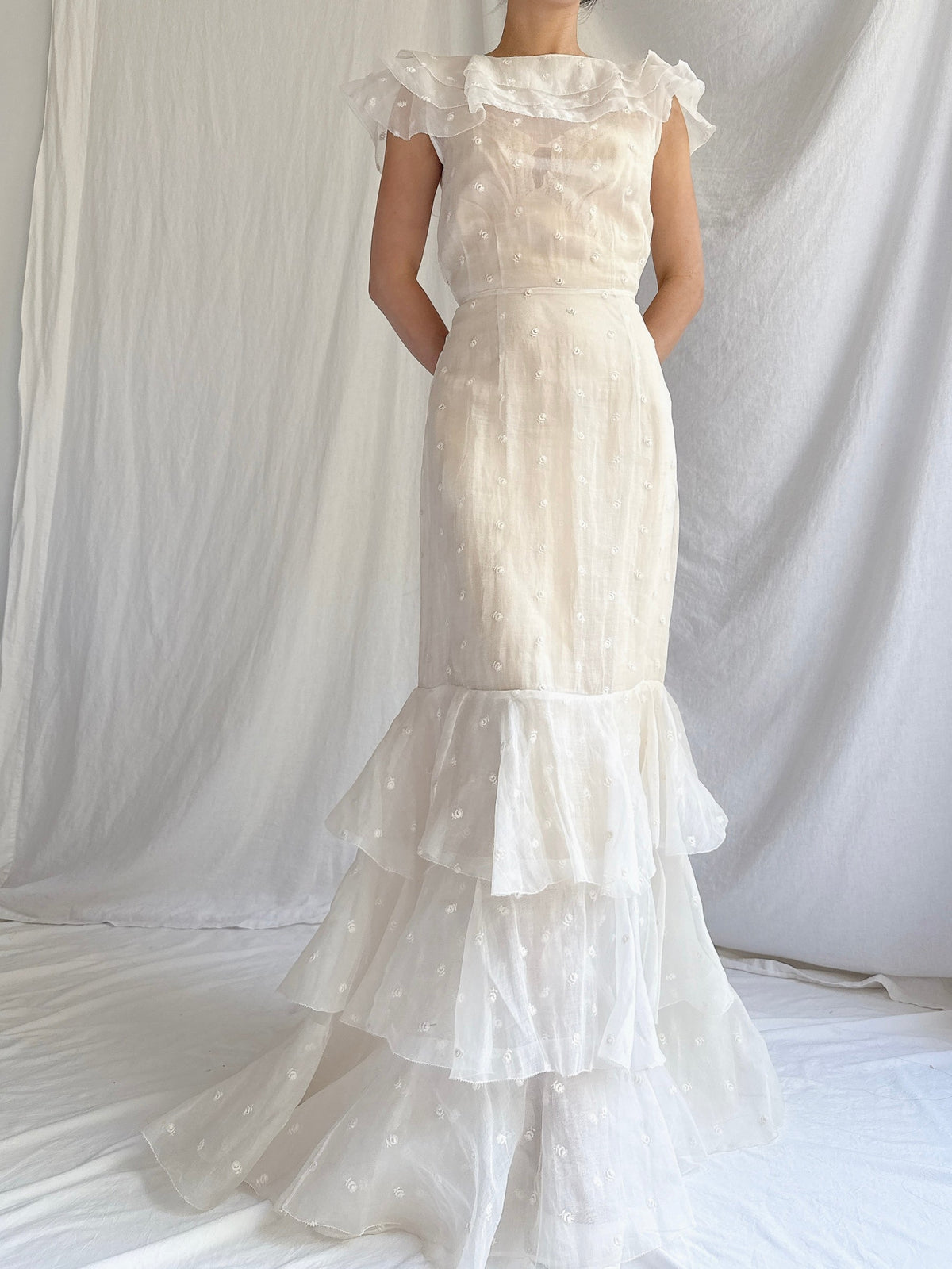 1930s Organza Embroidered Gown - XS/S