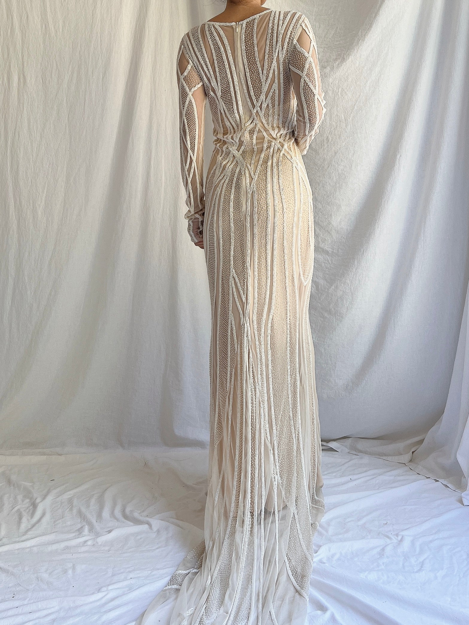 00 Tulle Beaded Gown - S