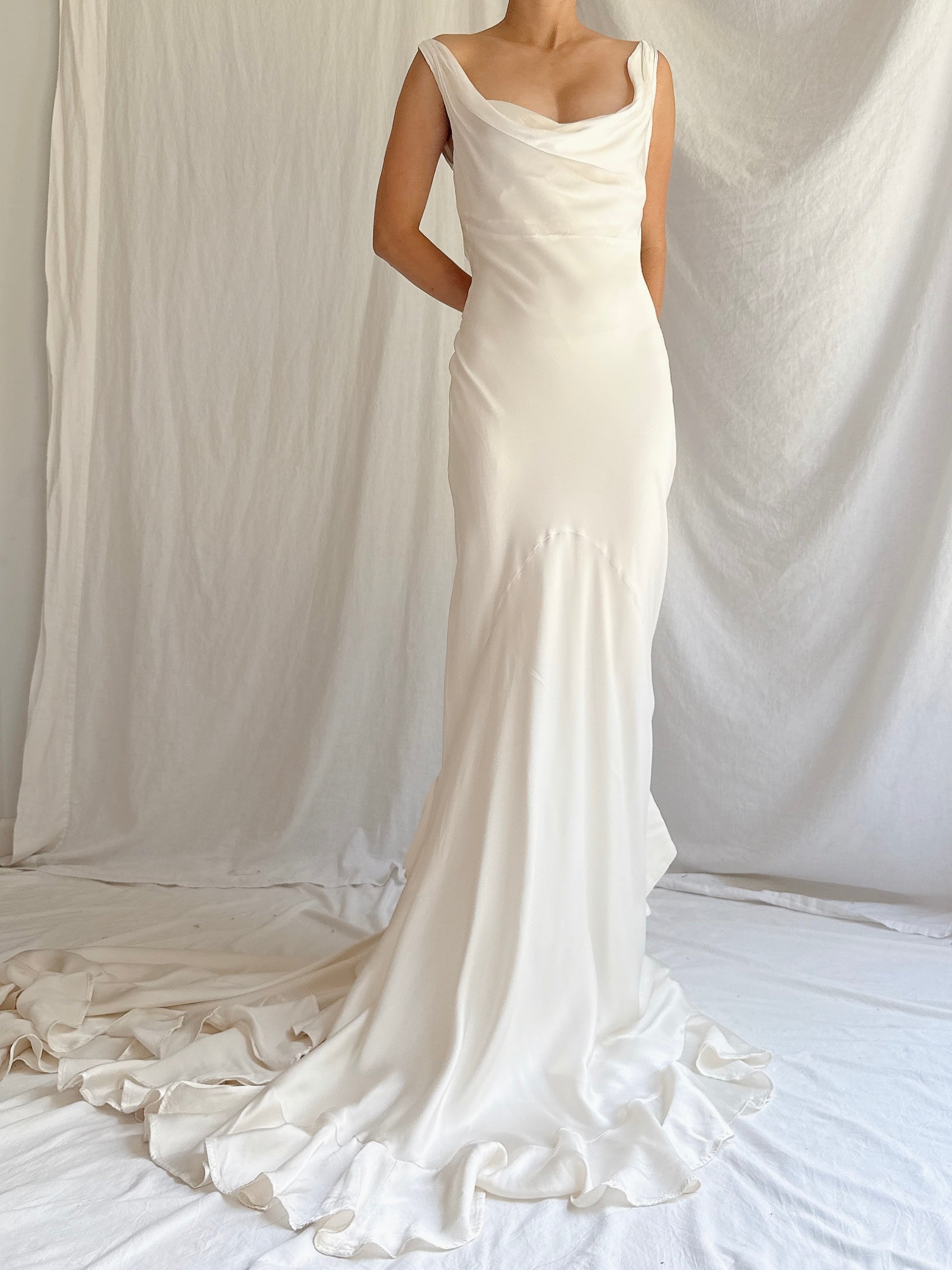 00s Satin Cowl Neckline Bias Gown - XS/2