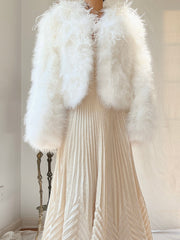 1950s Ivory Ostrich and Marabou Feather Jacket - S/M