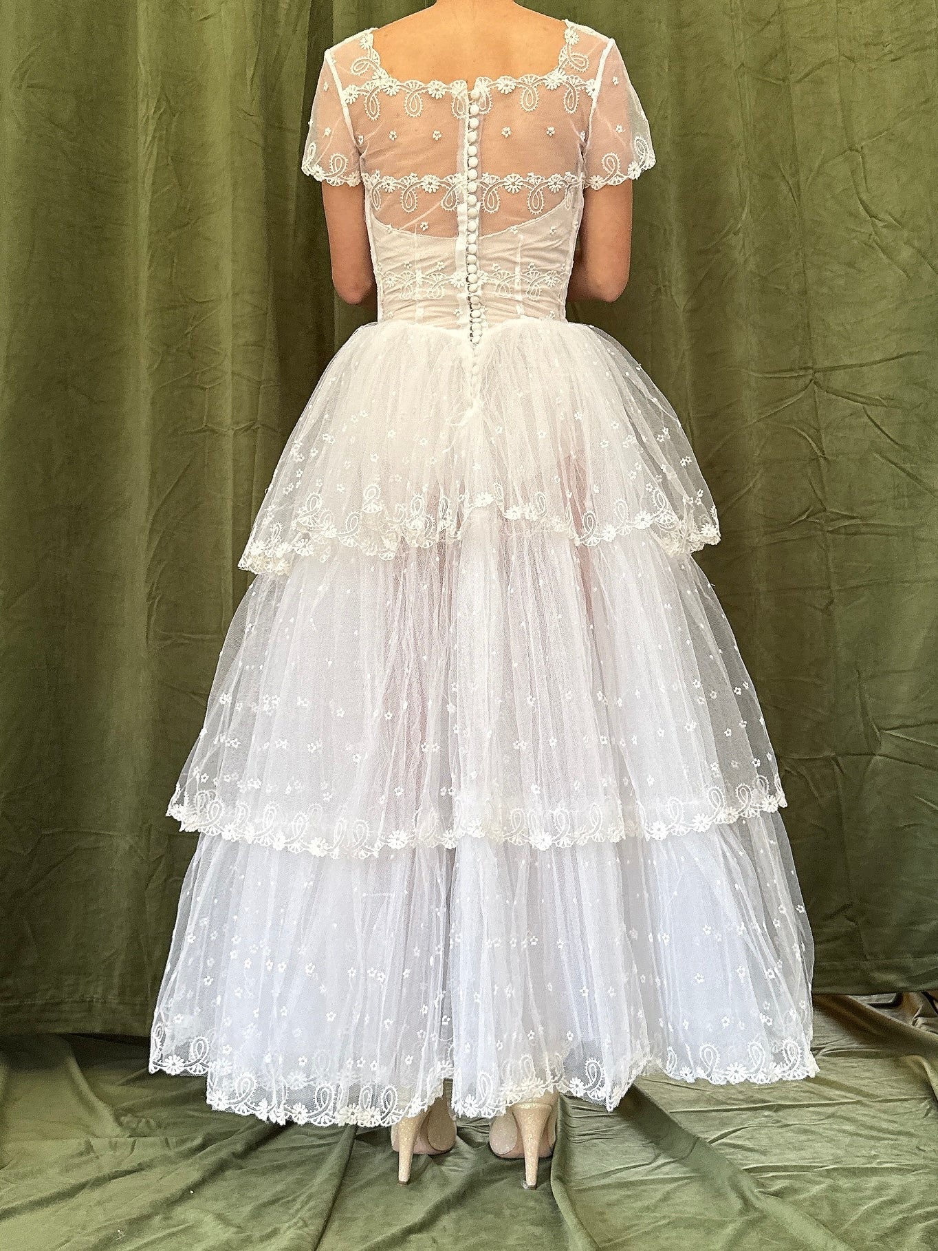 1950s Tea-Length Tulle Dress - XS
