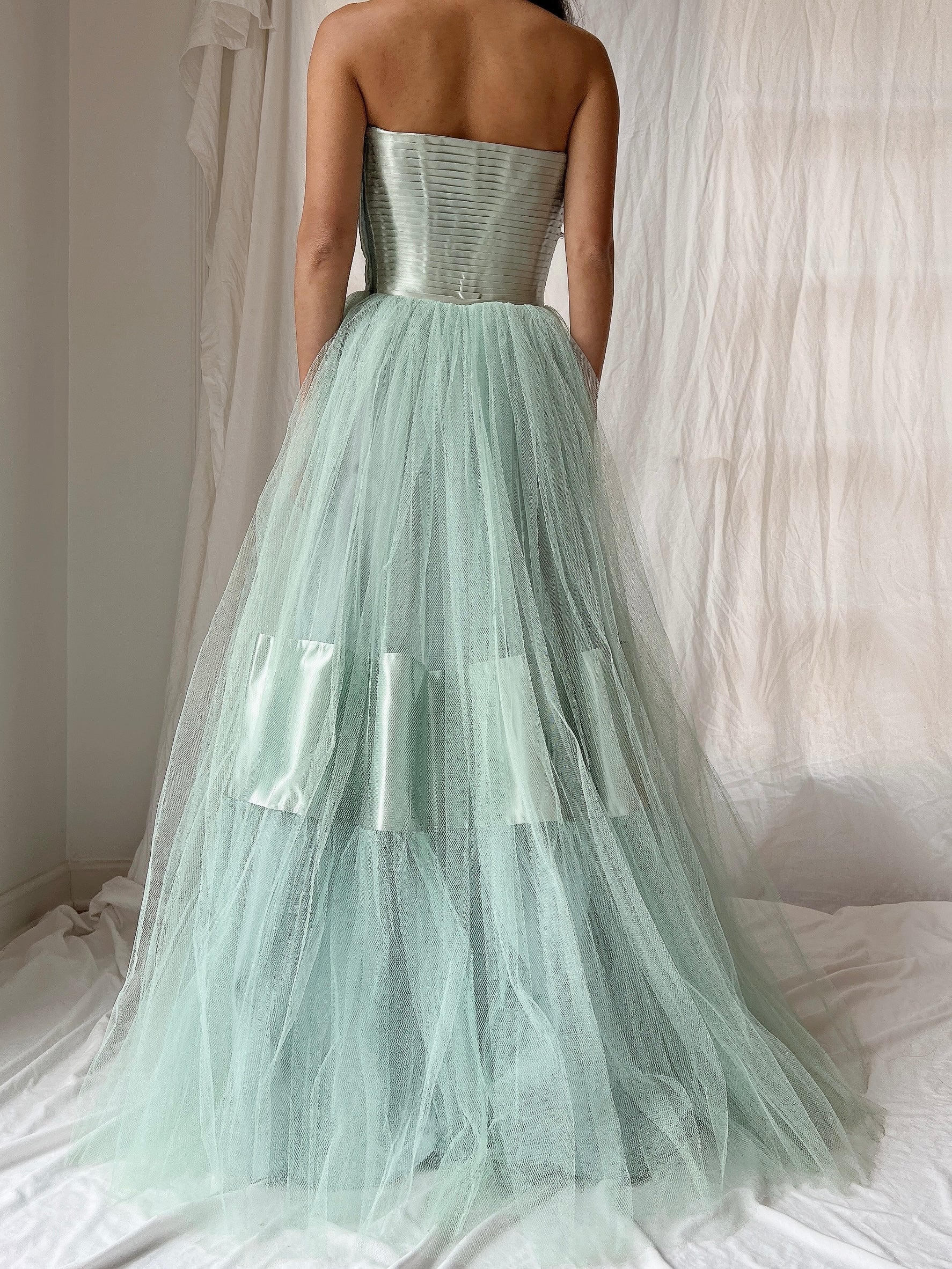 1950s Seafoam Tulle Gown - XS