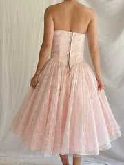 1950s Organdy Eyelet Dress - XS