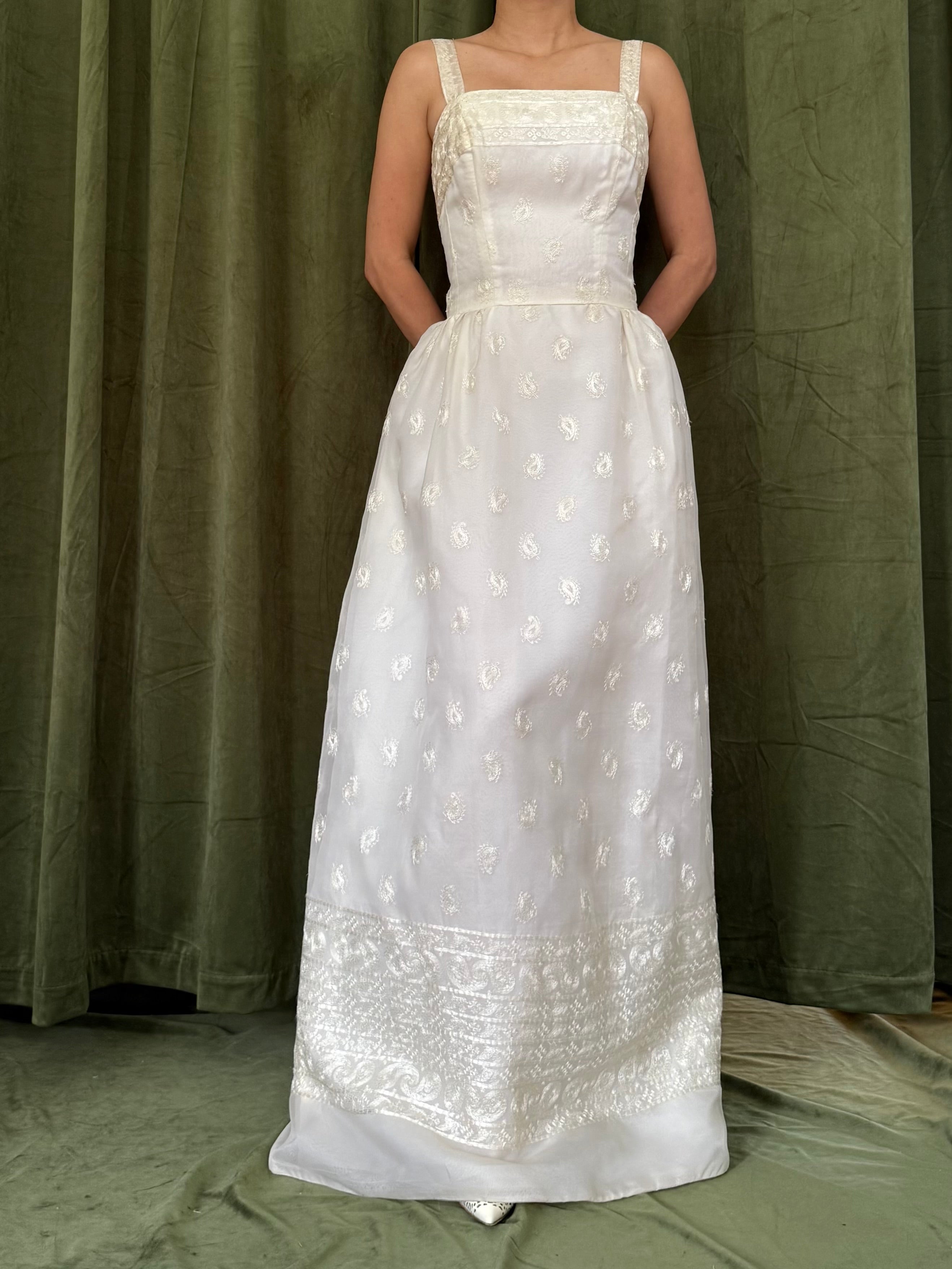 1950s Silk Organza Embroidered 2-Piece Set - XS