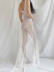 1930s White Crochet Gown - XS