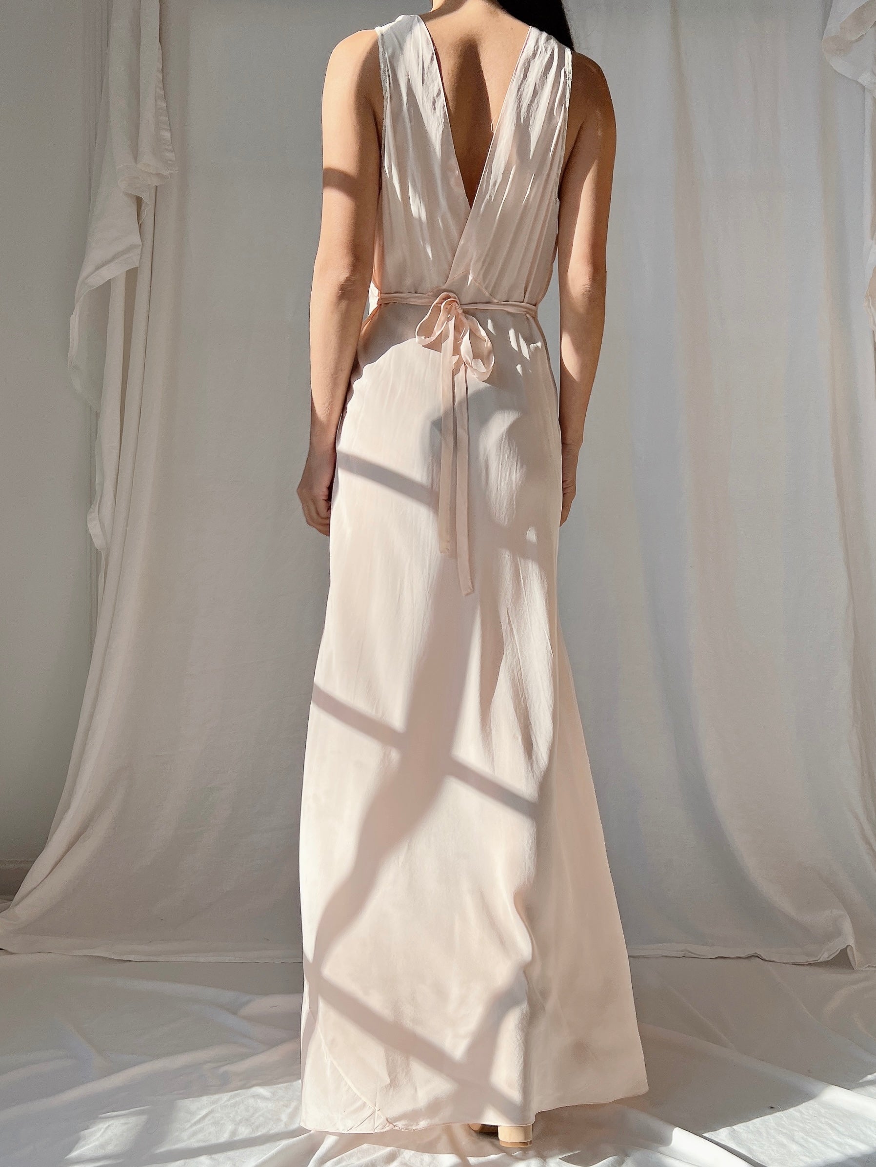 1930s Silk Crepe Bias Slip Dress - S