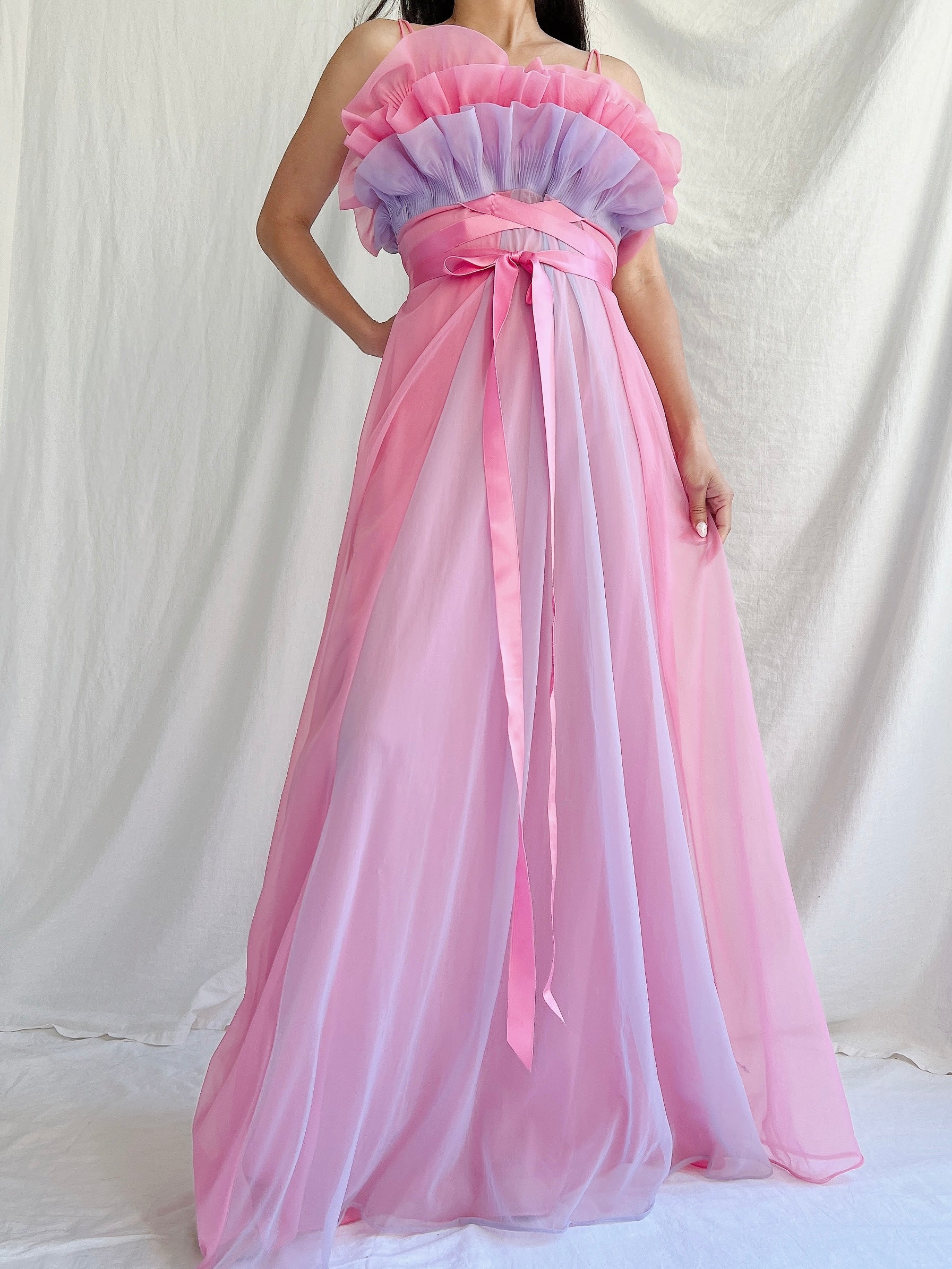 1950s Nylon Petal Bust Dress - S