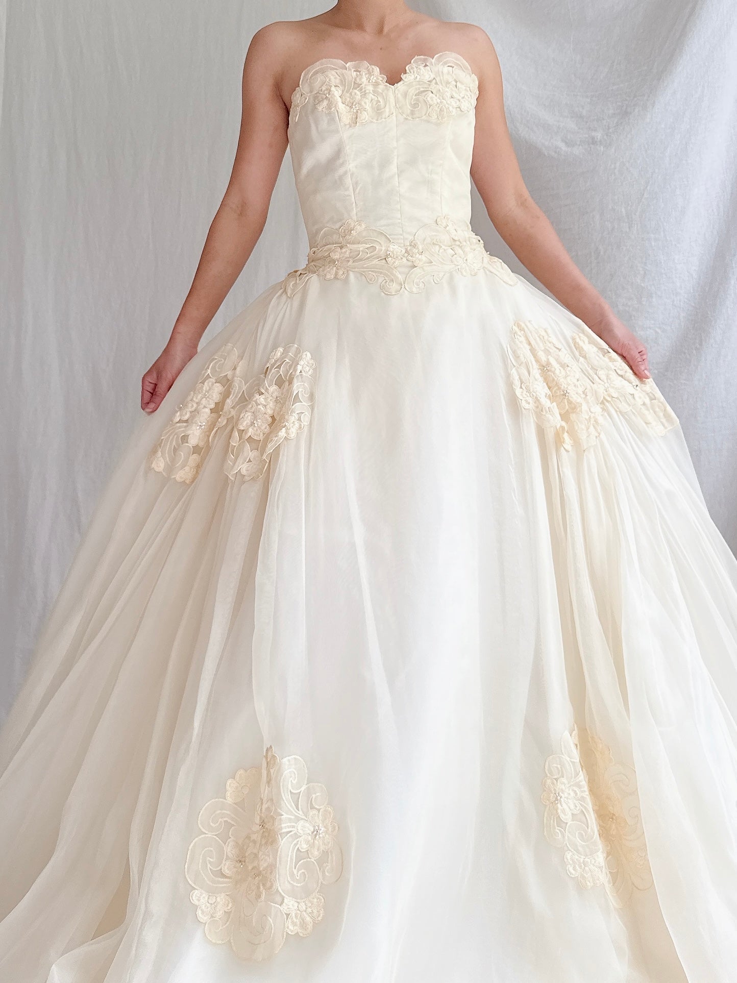 1950s Organza Sweetheart Gown - XS