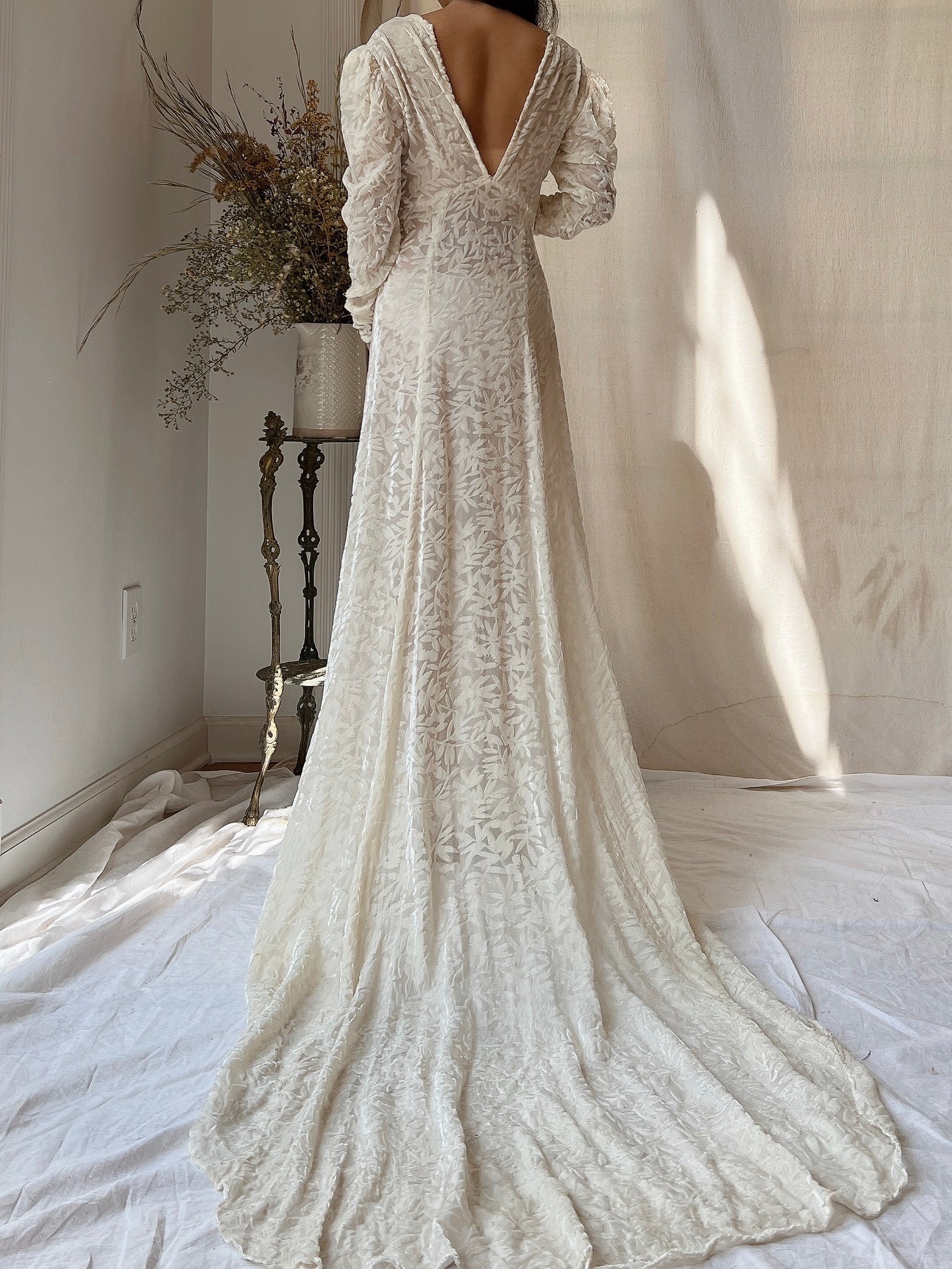 1930s Silk Velvet Devore Gown - XS