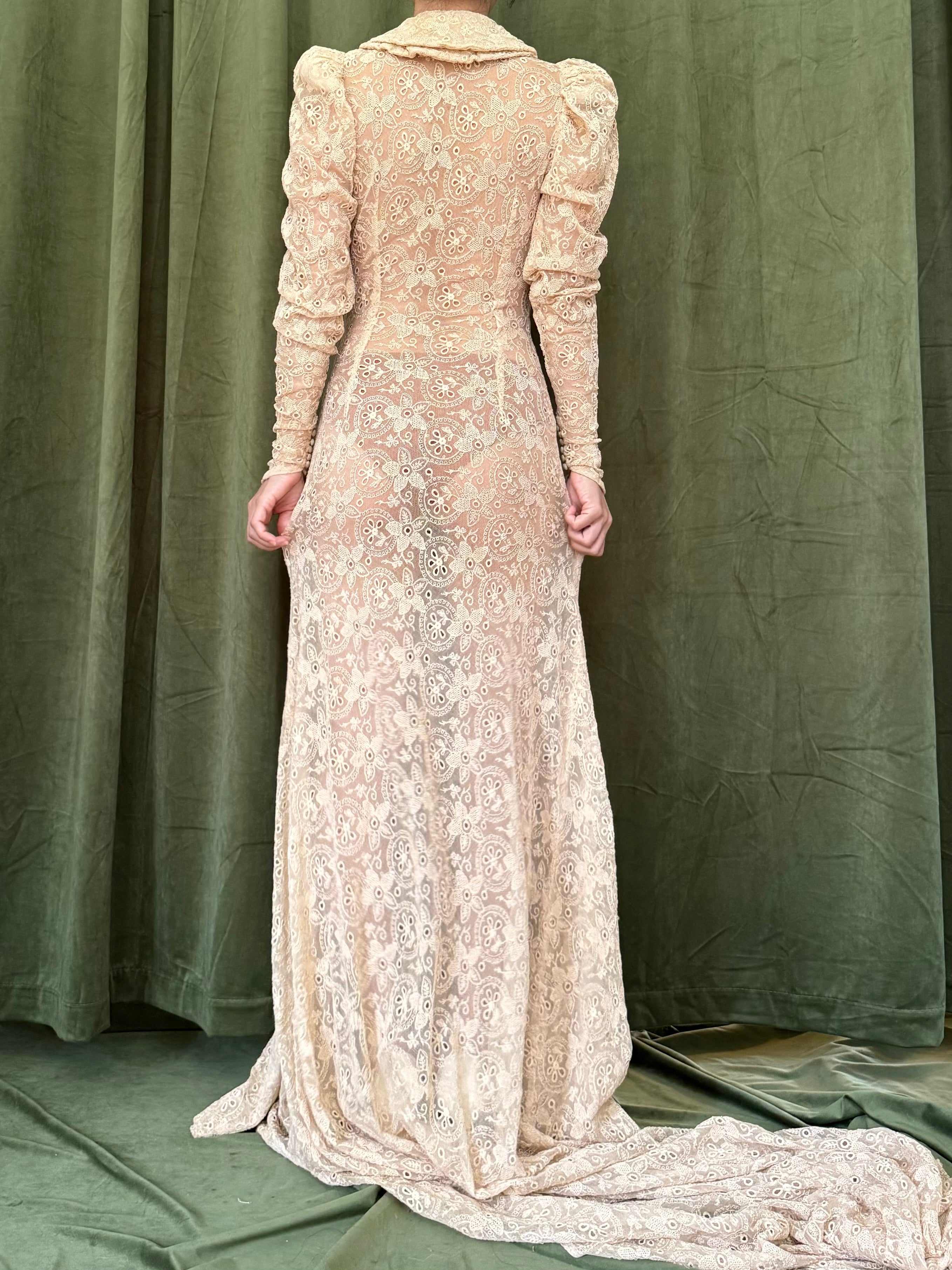1930s Ecru Long Sleeve Gown - XS