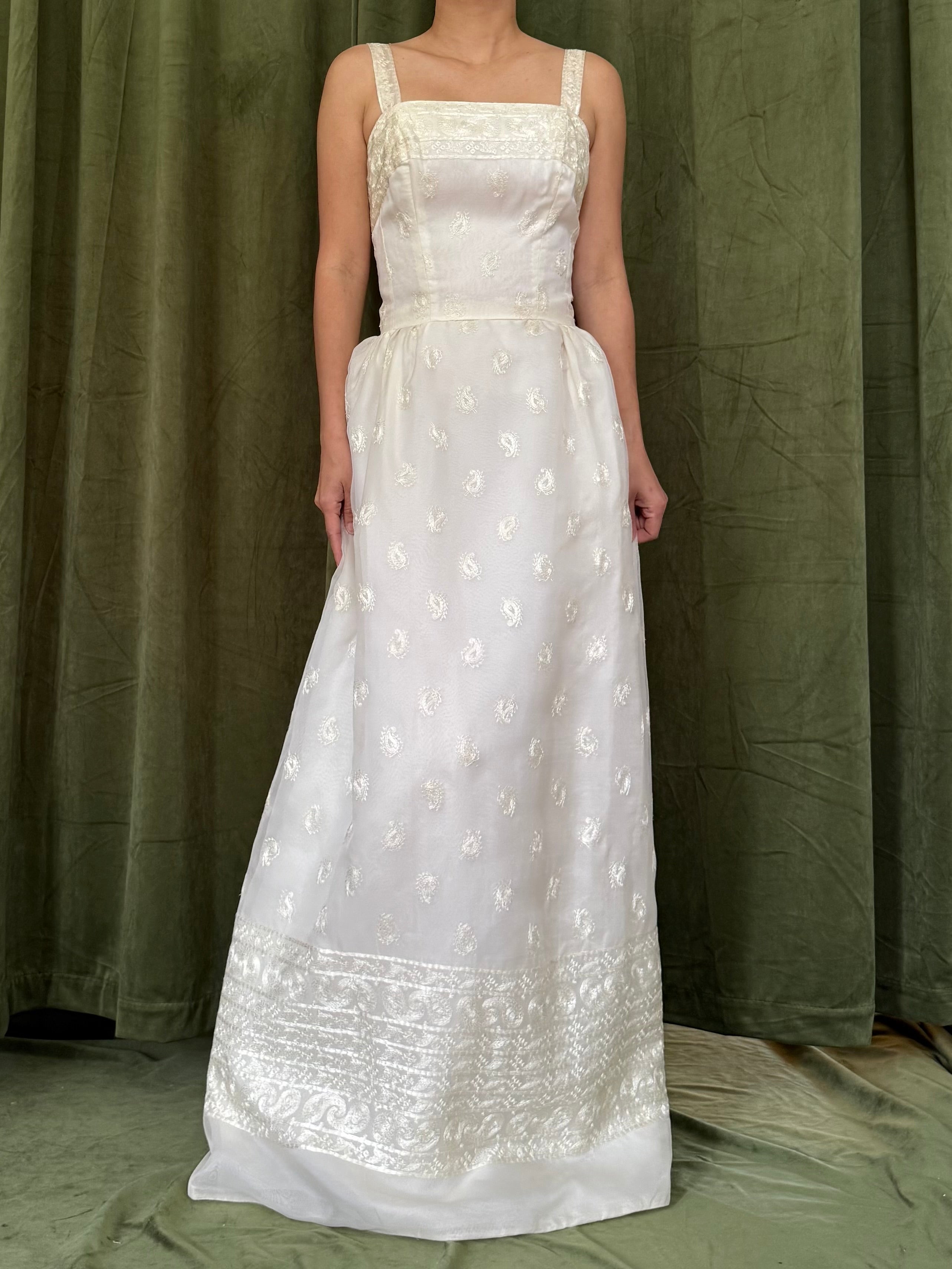 1950s Silk Organza Embroidered 2-Piece Set - XS