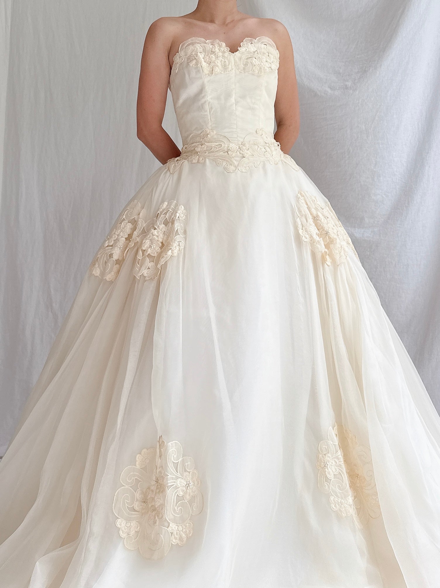 1950s Organza Sweetheart Gown - XS