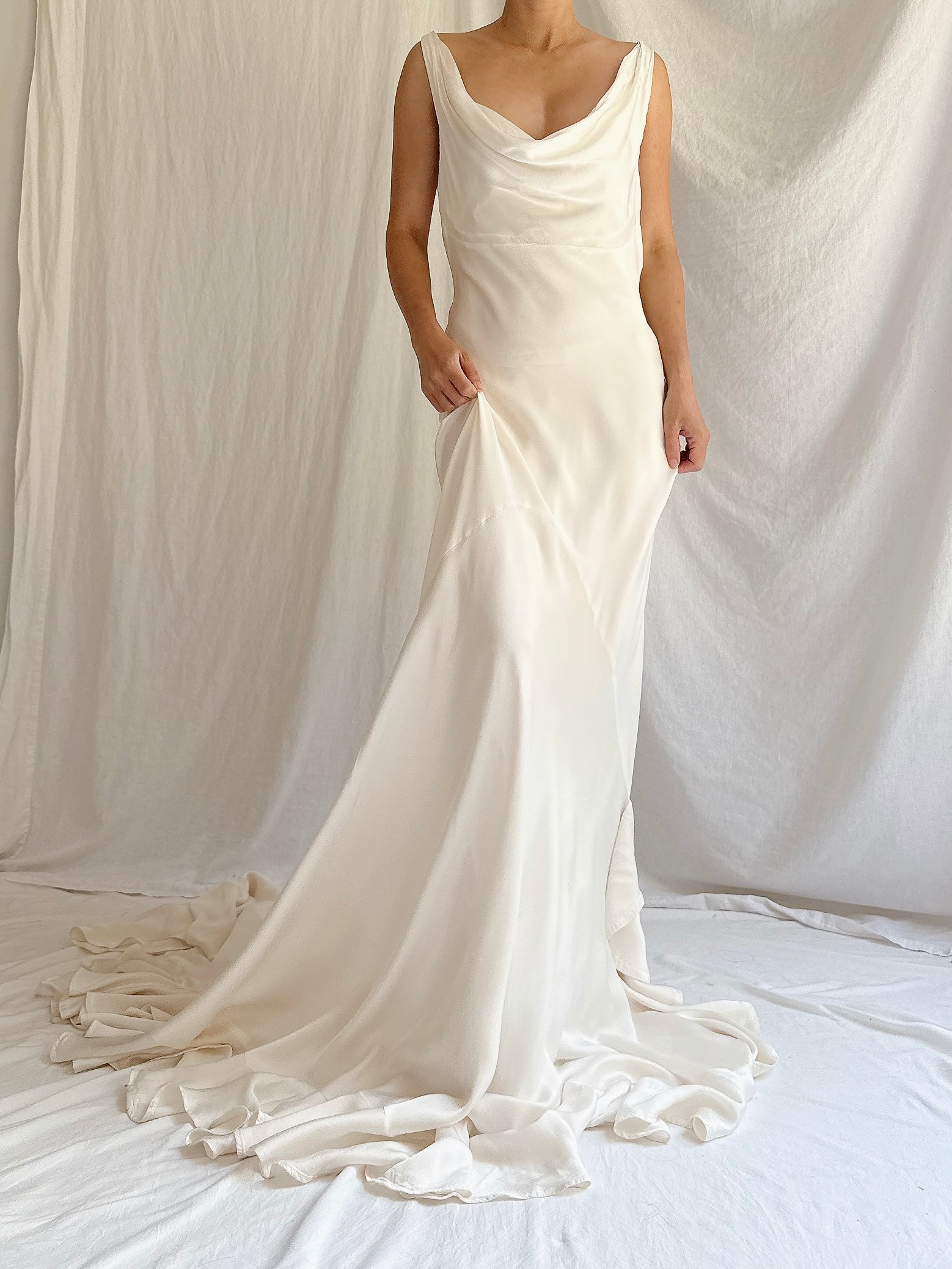 00s Satin Cowl Neckline Bias Gown - XS/2