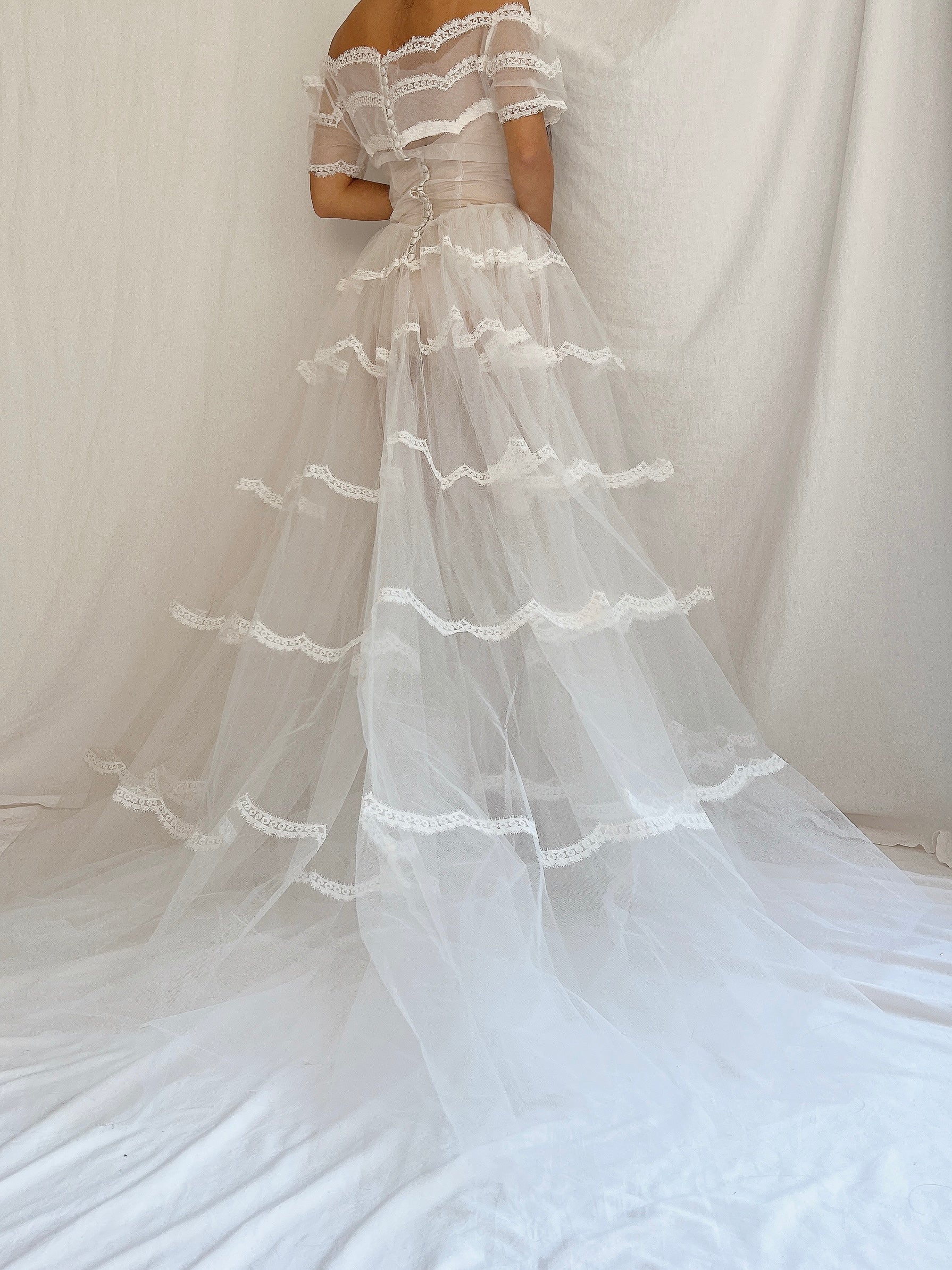 1950s Sheer Tulle Dress - S