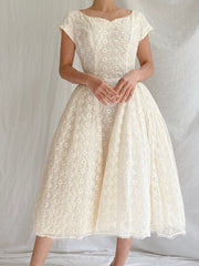 1950s Embroidered Dress - XS