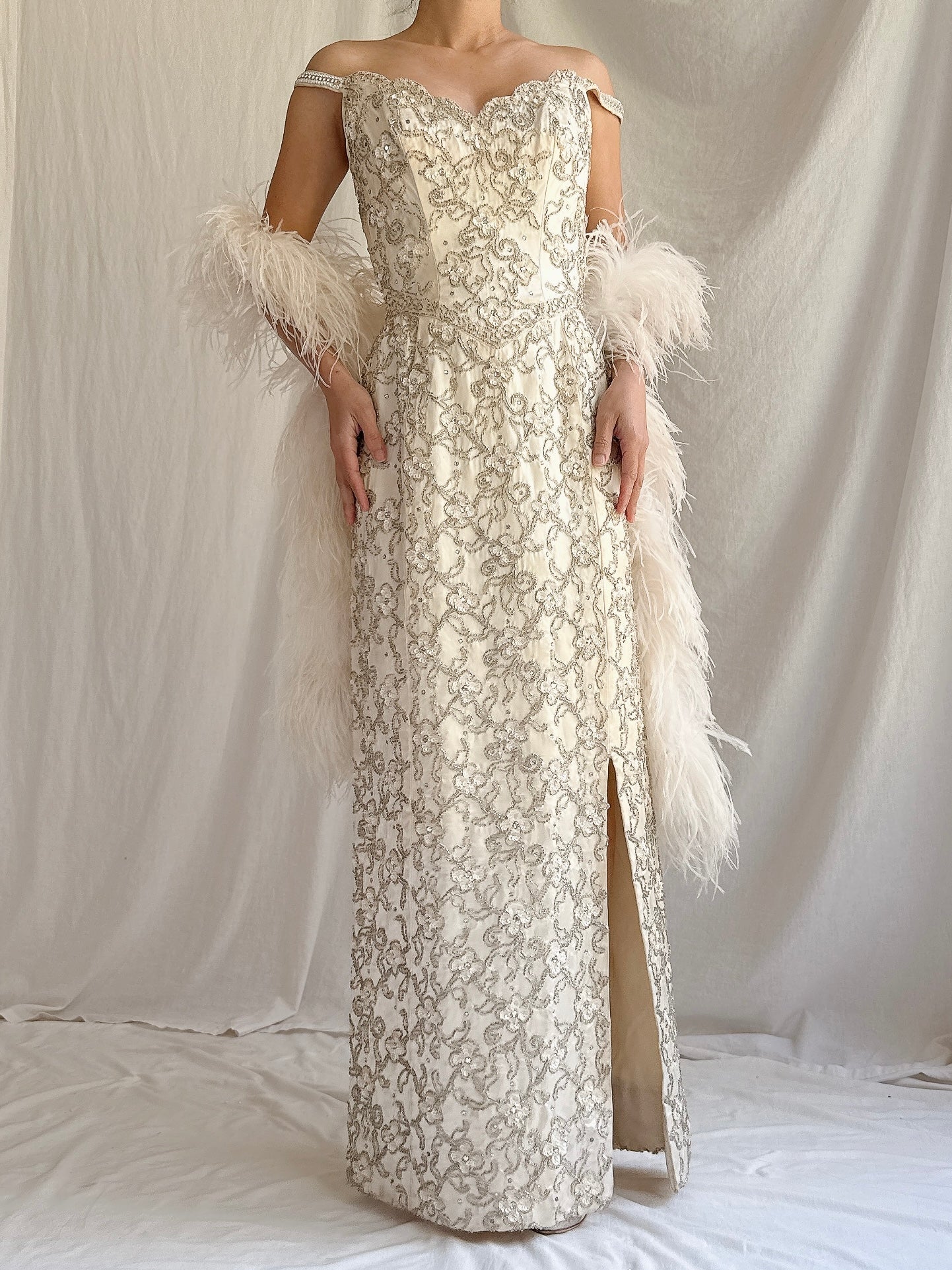 1960s Hand Beaded Gown - XS