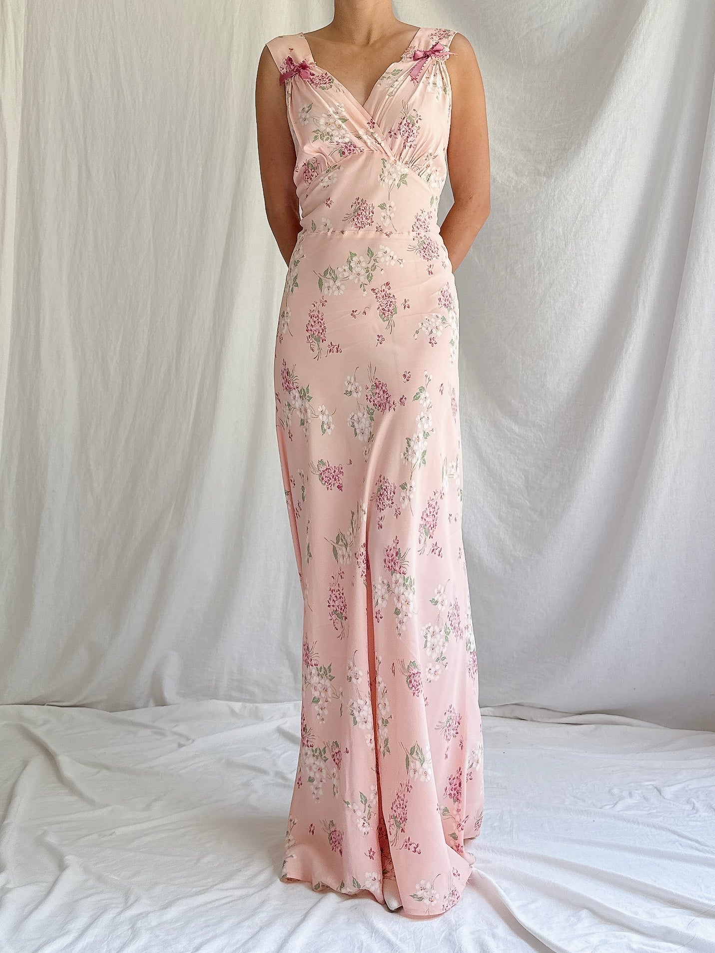 1930s Rayon Floral Dress - S/M