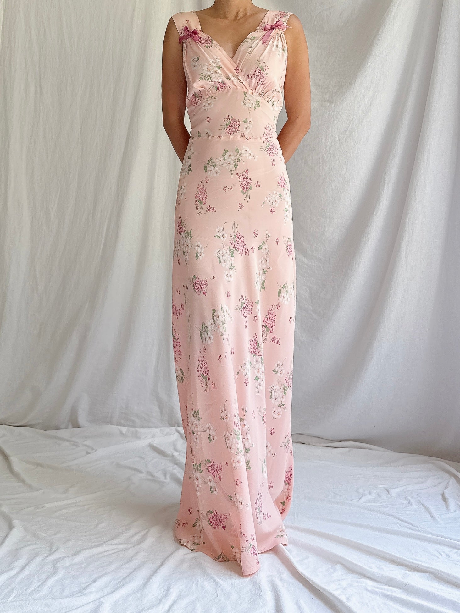 1930s Rayon Floral Dress - S/M