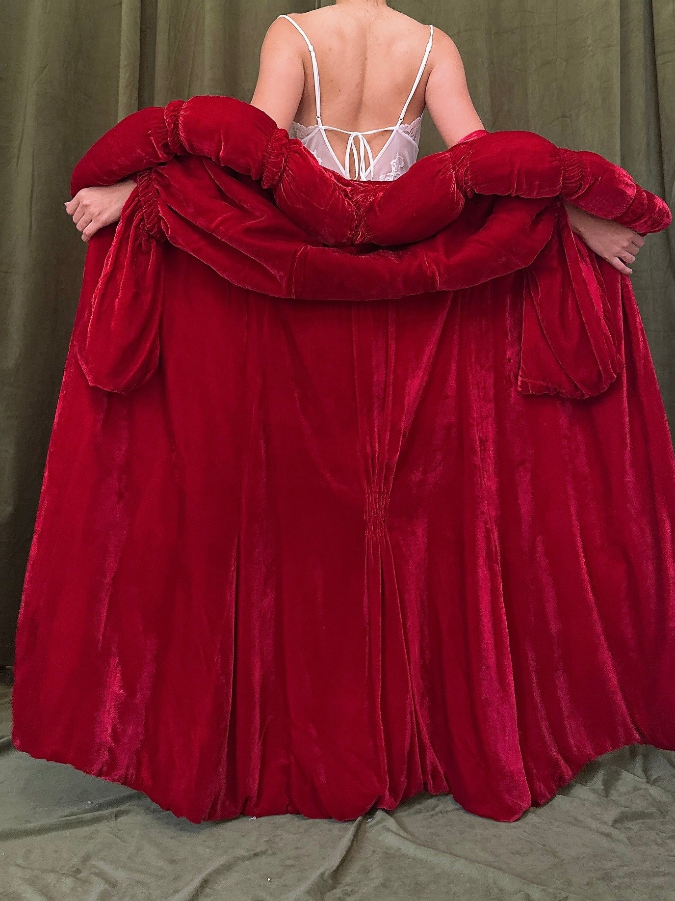 1920s Red Silk Velvet Opera Coat - OSFM