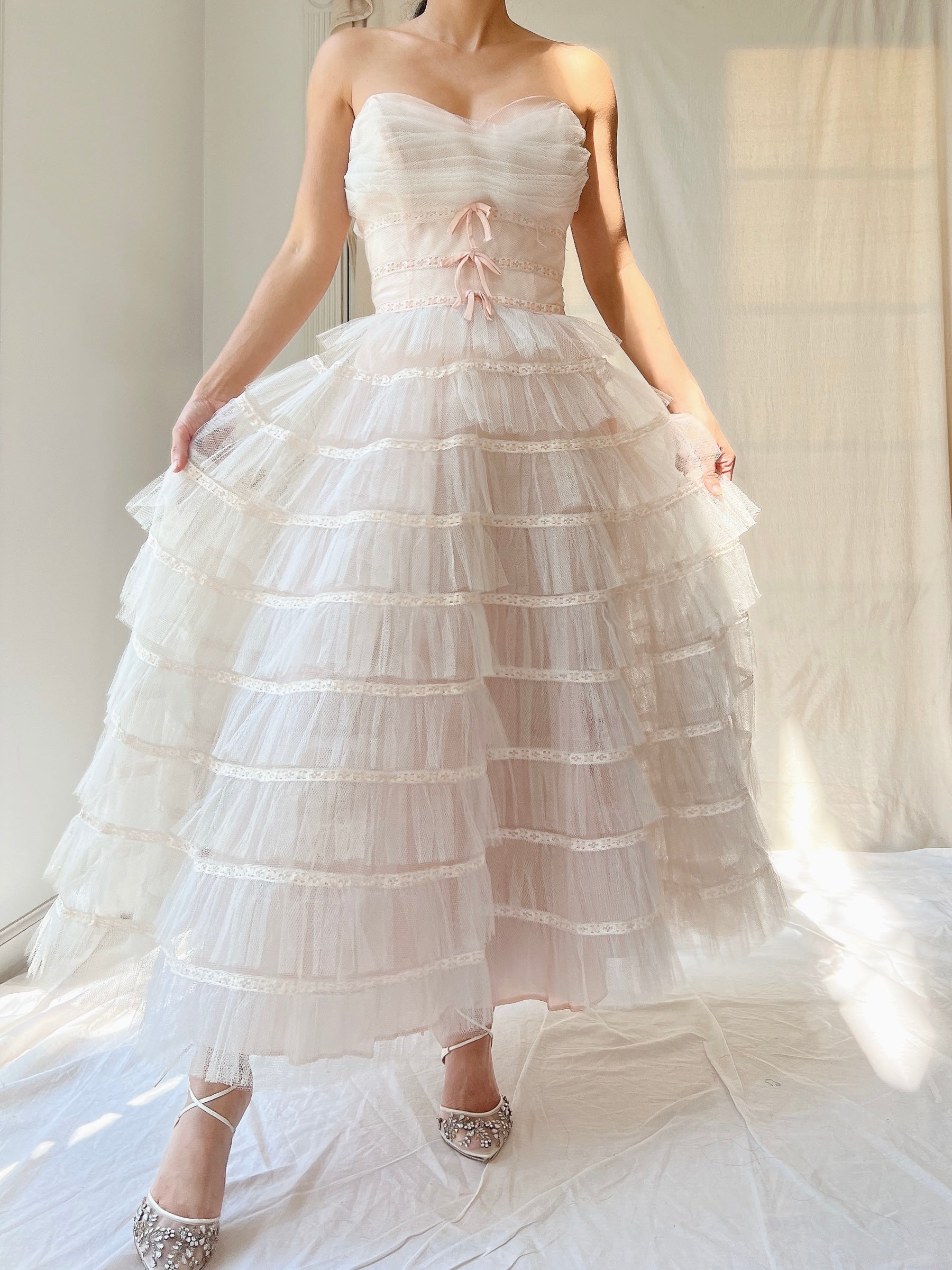 1950s Tulle Blush Dress - XS/S
