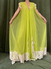 1960s Chartreuse Tricot Nylon Set - S