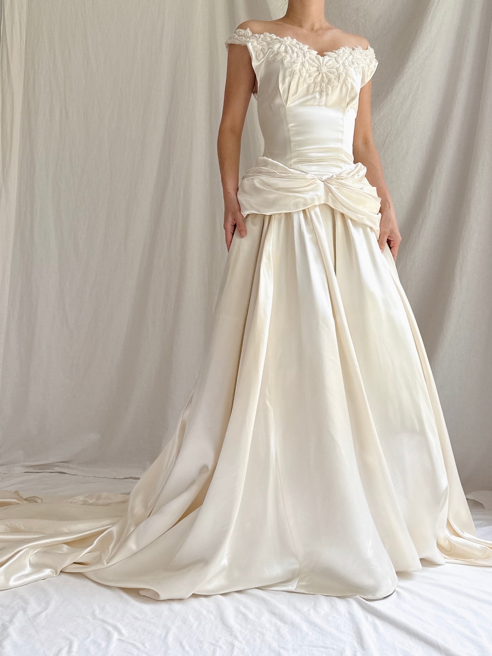 1940s Satin Ruche Dress - S